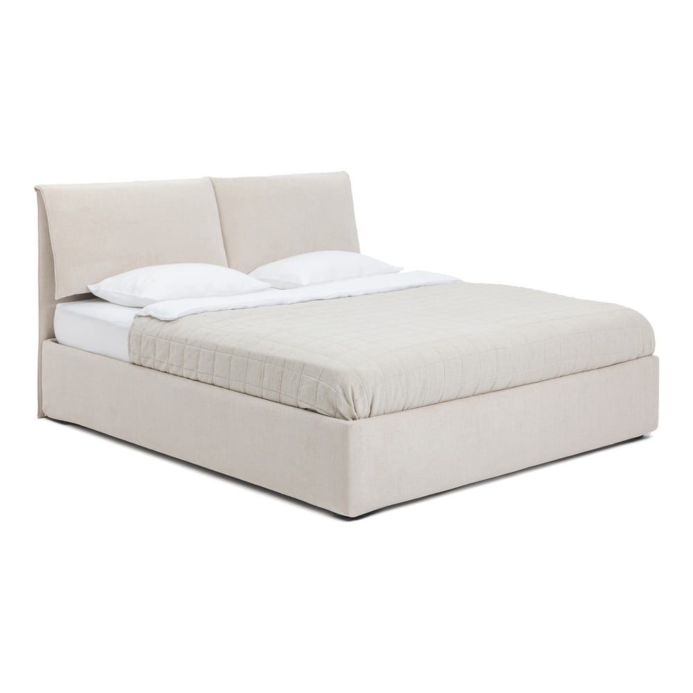 Bež tapecirani bračni krevet s podnicom i prostorom za odlaganje 180x200 cm Thessa Pillow – Bonami Selection