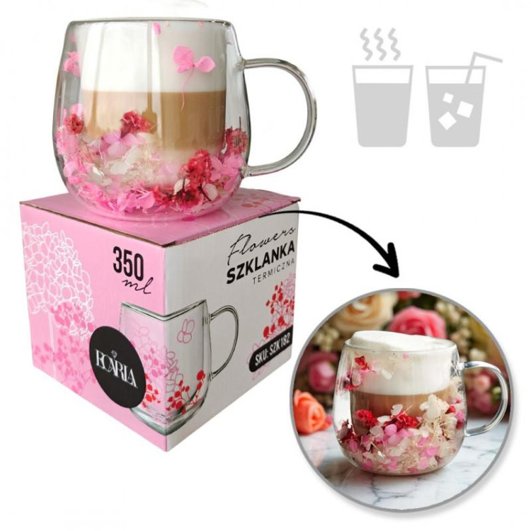 Termos šalica s ružičastim cvijećem - 350 ml