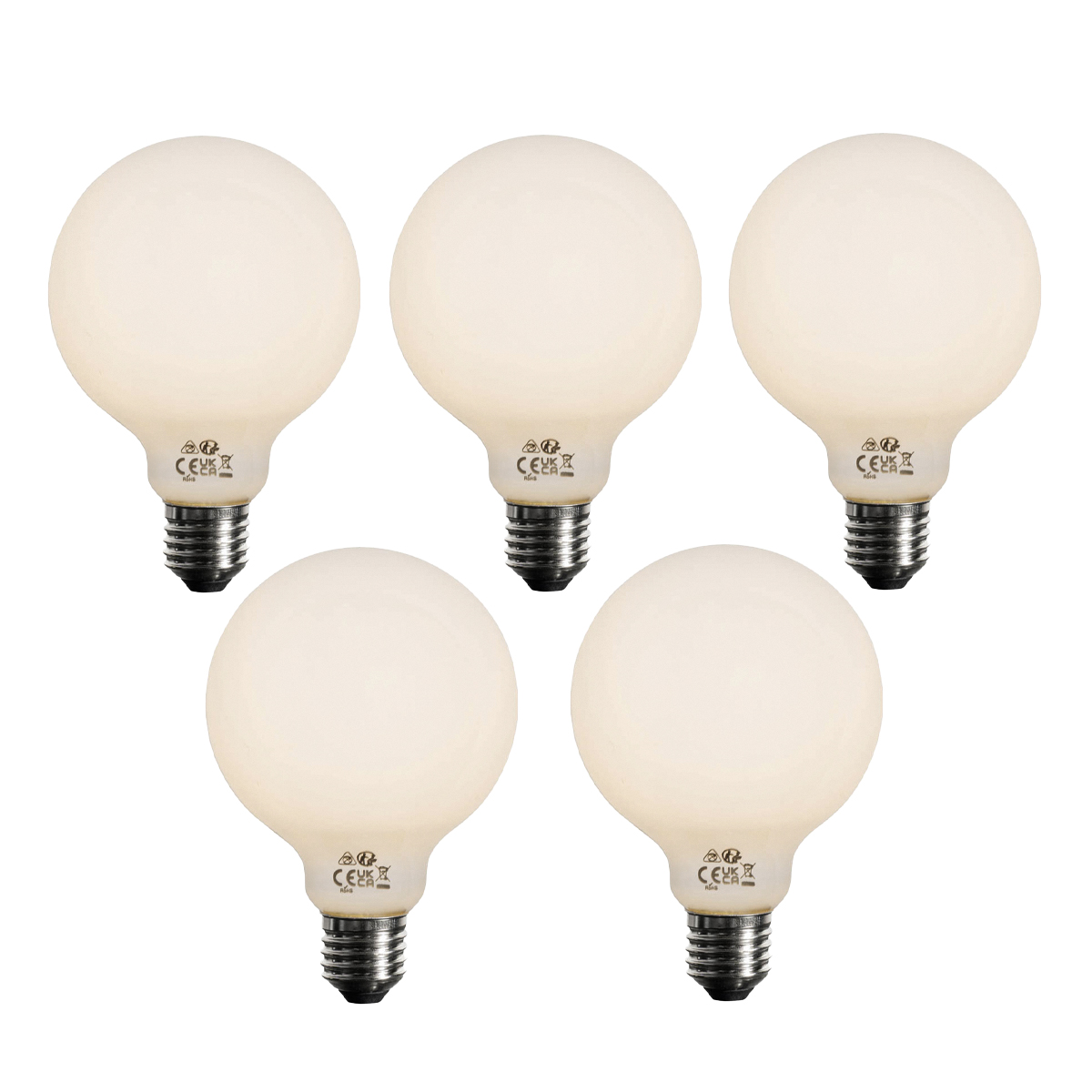 Set od 5 E27 3-stupanjska prigušivala LED žarulja opal G95 4W 450lm 3000K