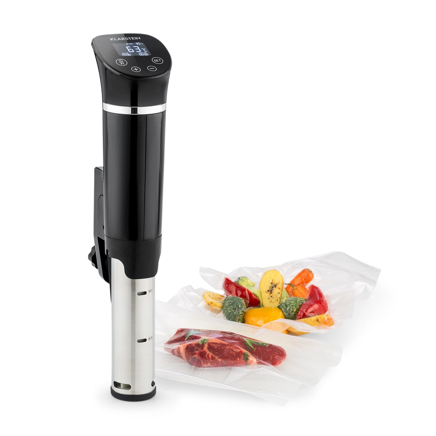 Klarstein Quickstick Flex, Sous-Vide kuhalo, 1300 W, 3D cirkulacija, IPX7, timer, 0 - 95 °C, crna boja