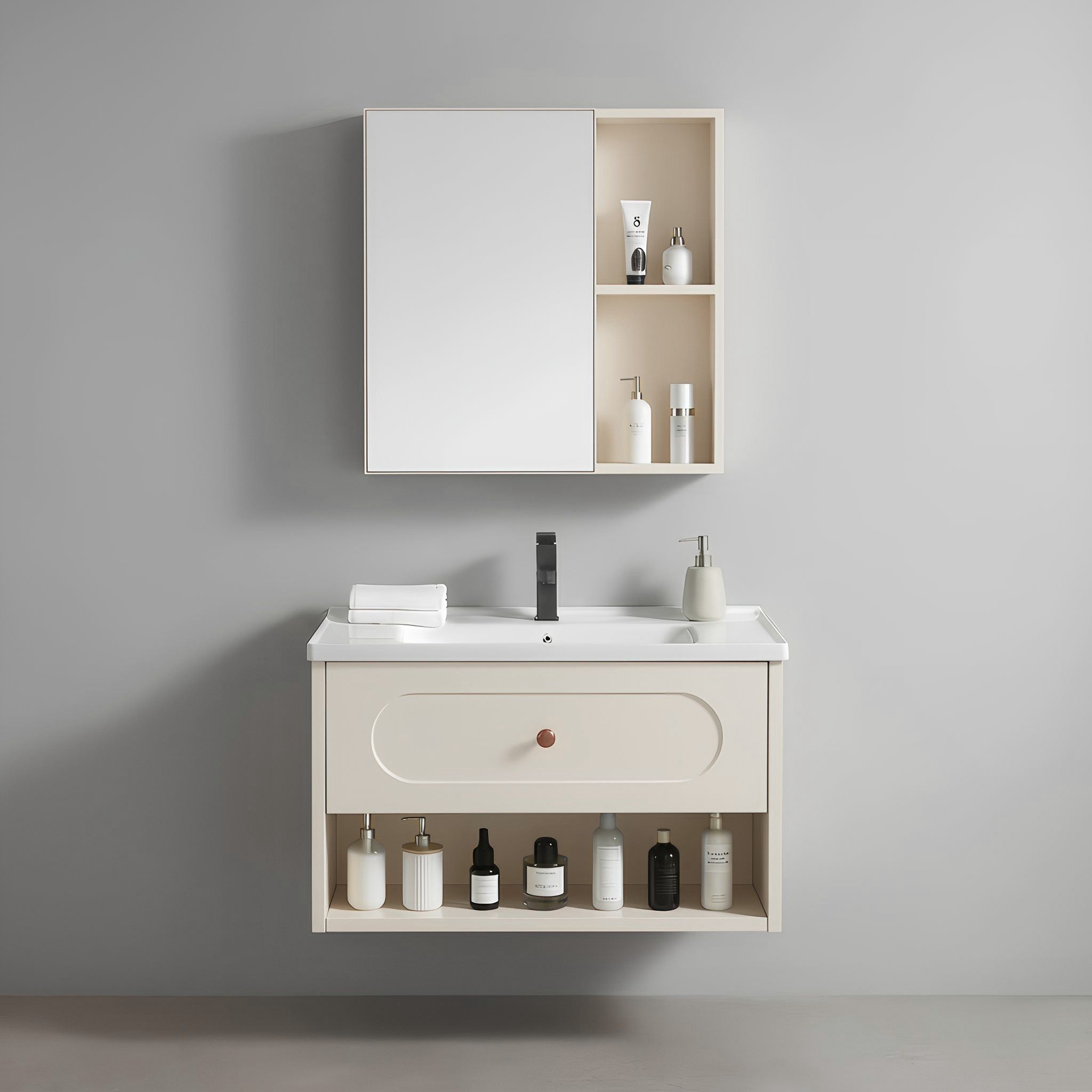 Set kupaonskog namještaja s umivaonikom River 60cm Creme