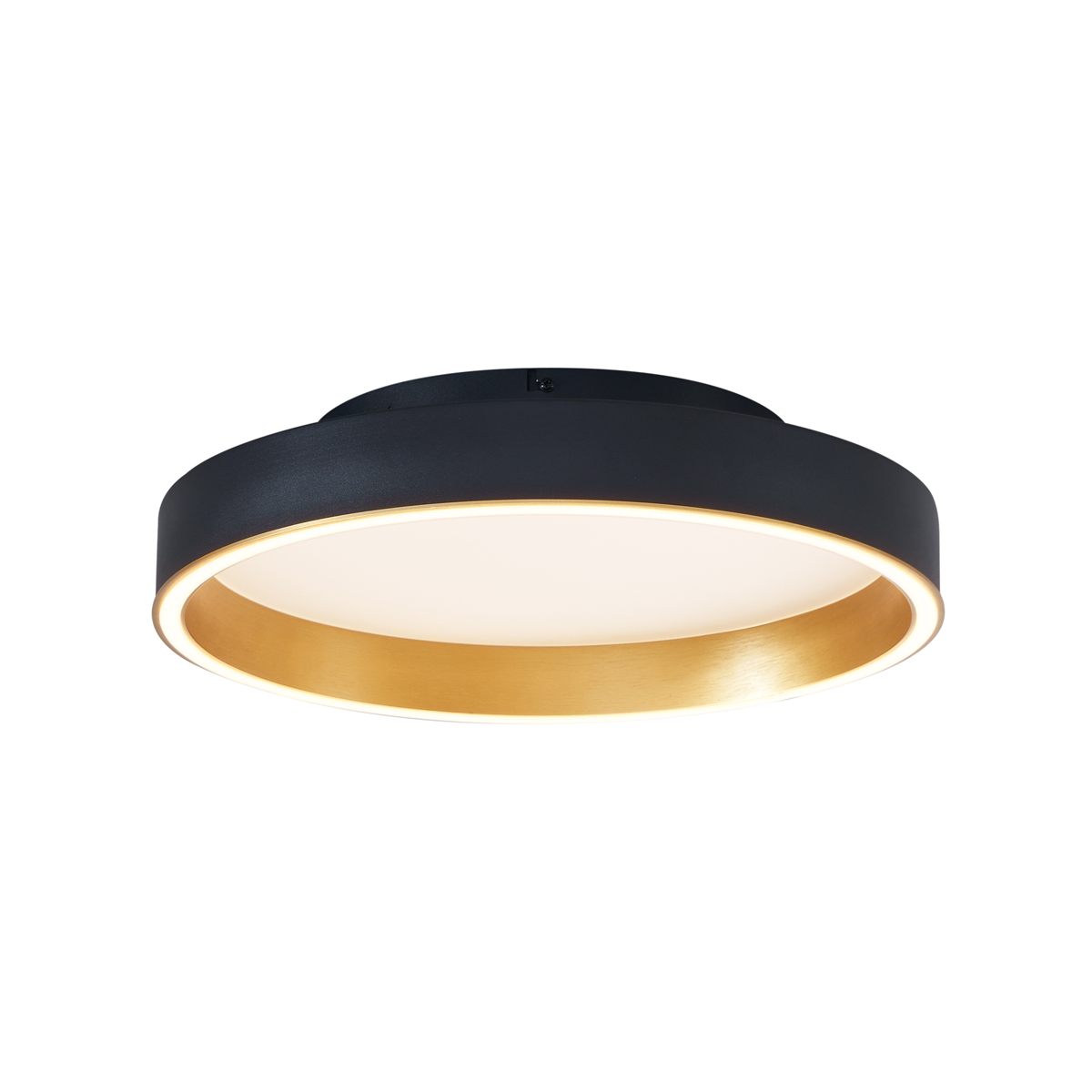 Dizajnerska stropna svjetiljka crna sa zlatom 40 cm s LED-om i 3-stupanjskim prekidačem - Ingo