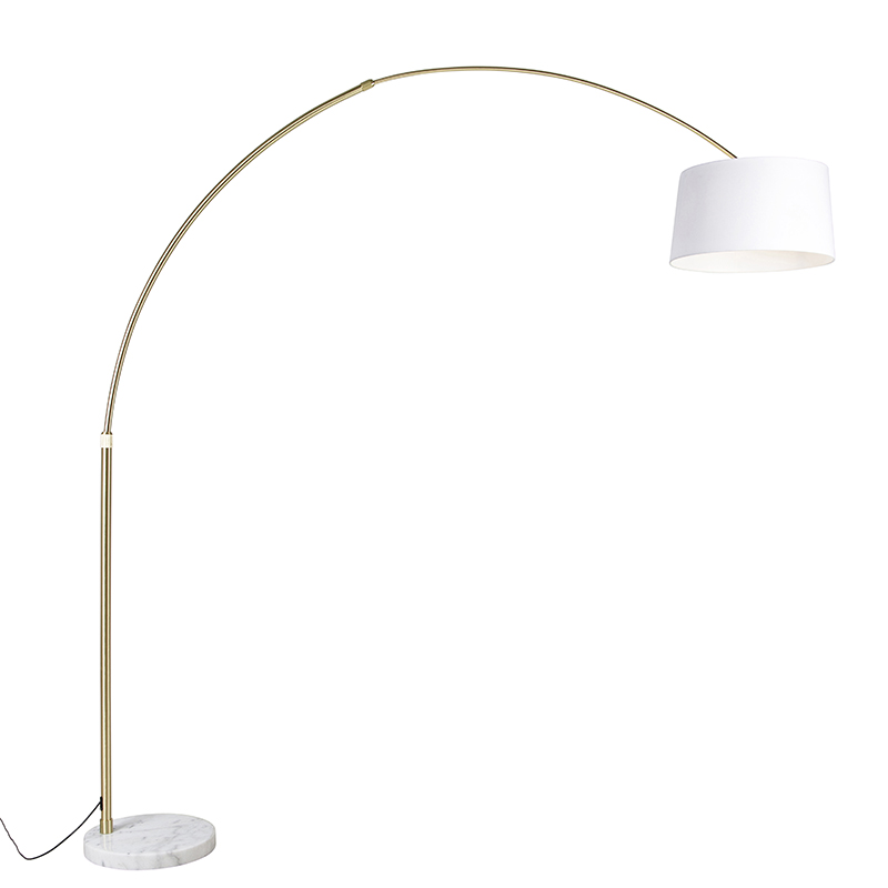 Lukovična lampa mesingana s bijelom tkaninom za sjenilo bijela 50 cm - XXL