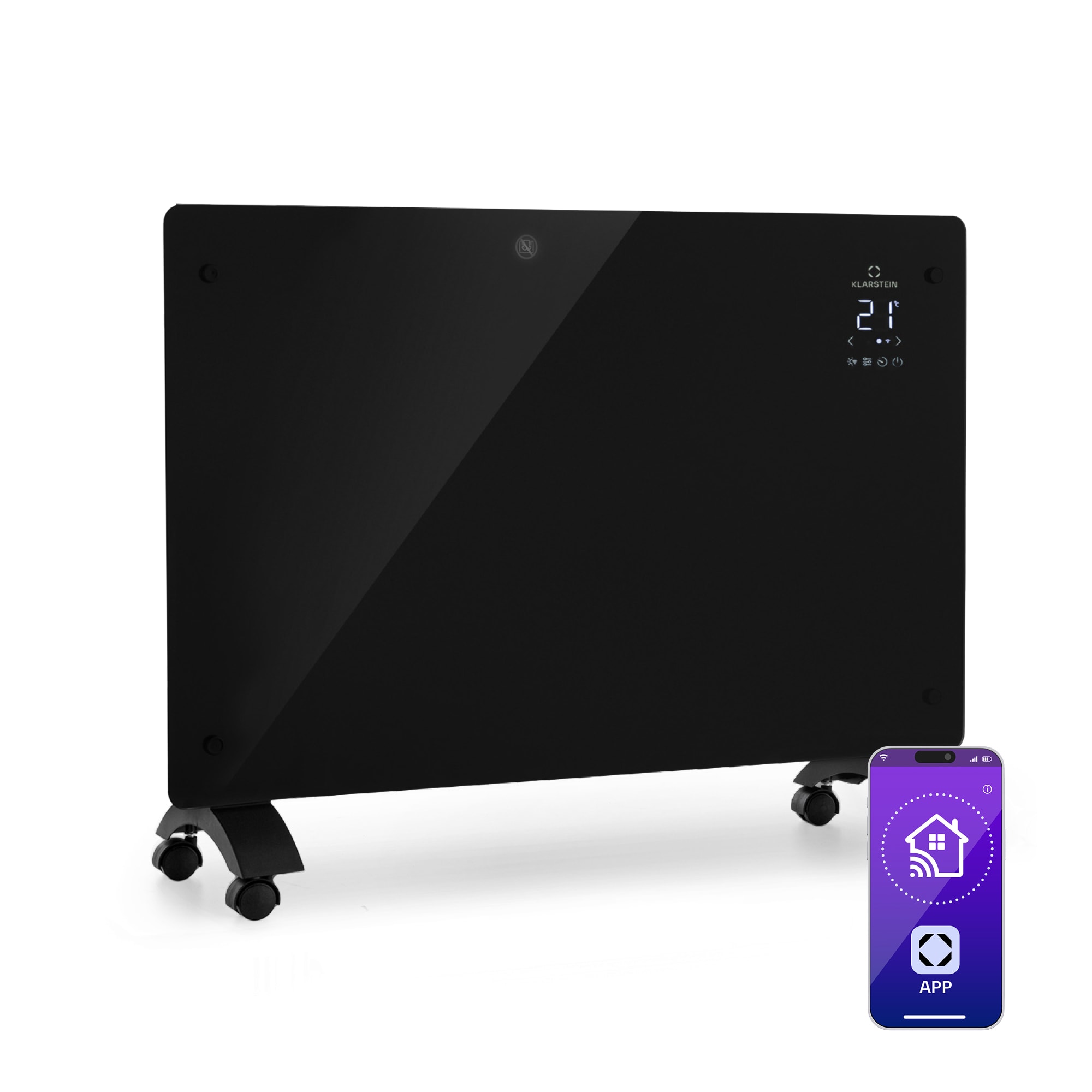 Klarstein Bansin Crystal Smart, konvektorska grijalica, 1500 W, 5 - 50 °C, upravljanje aplikacijom