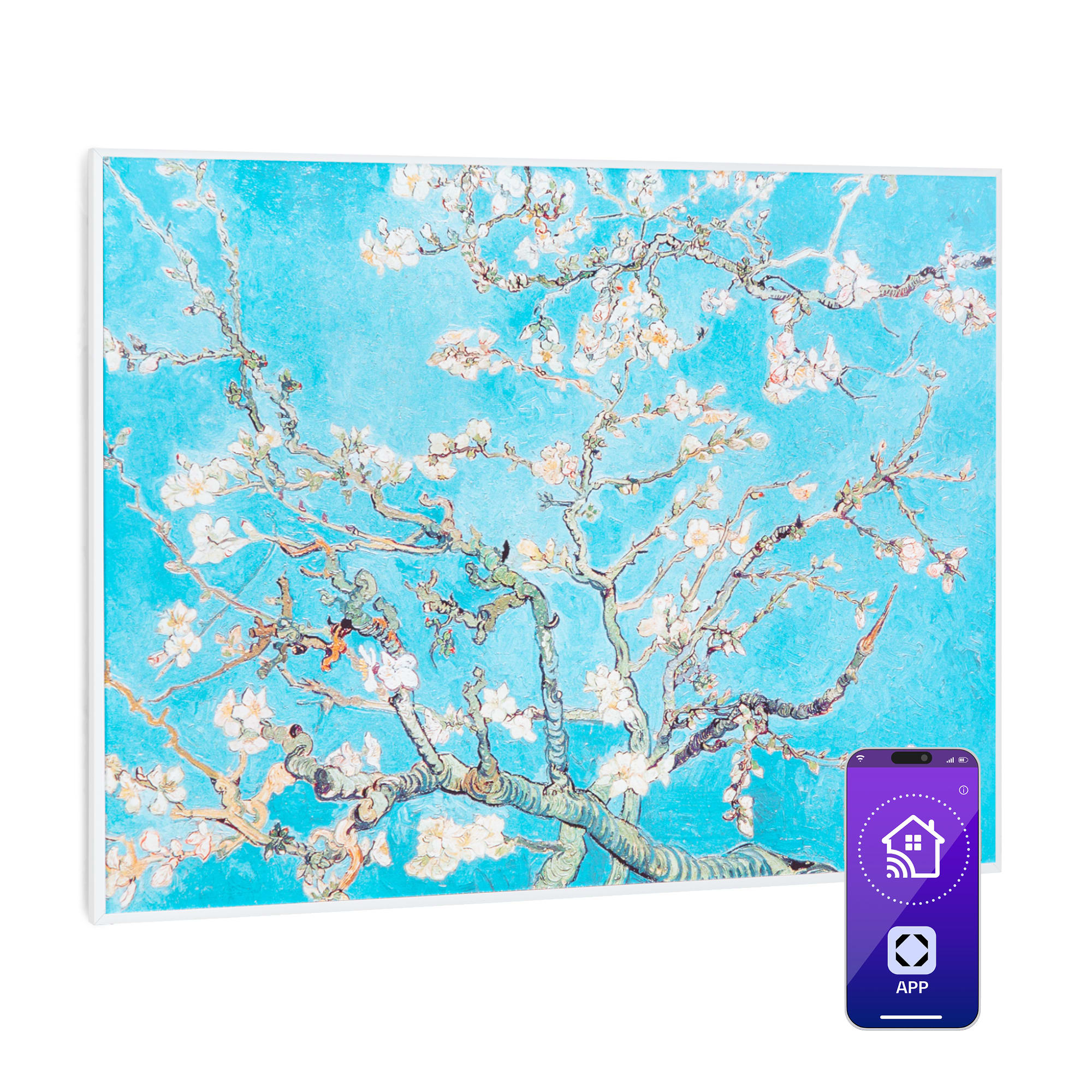 Klarstein Wonderwall Air Art Smart, infracrveni grijač, 80 x 60 cm, 500 W, aplikacija, cvijeće