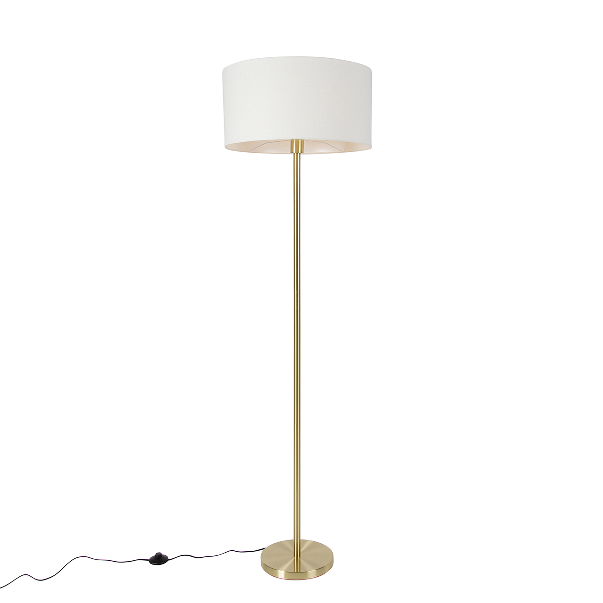 Podna lampa mesingana s bijelom sjenilom 50 cm - Simplo