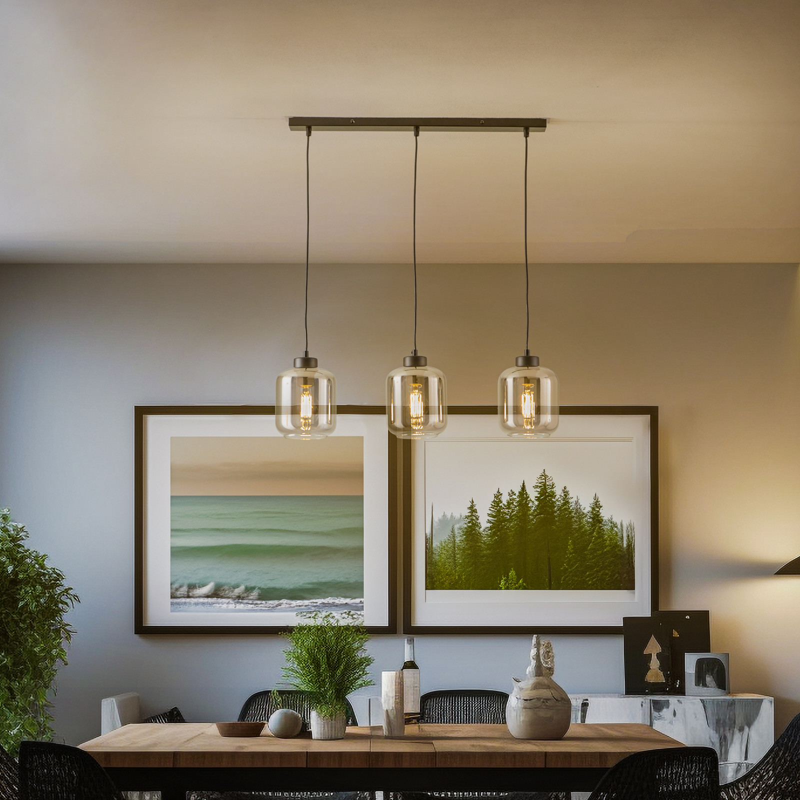 Sombra viseća svjetiljka, dim, tri sijalice, izdužena