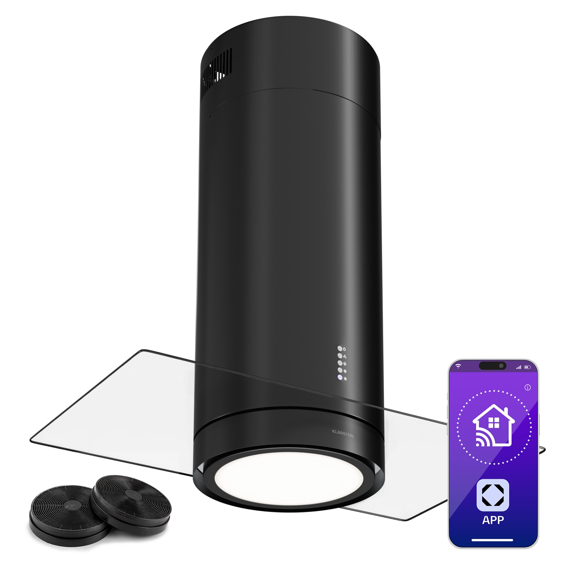 Klarstein Beretta Premium Smart, otočna kuhinjska napa, 544 m3/h, aplikacija, ekstrakcija/recirkulacija zraka, LED, filter s aktivnim ugljenom