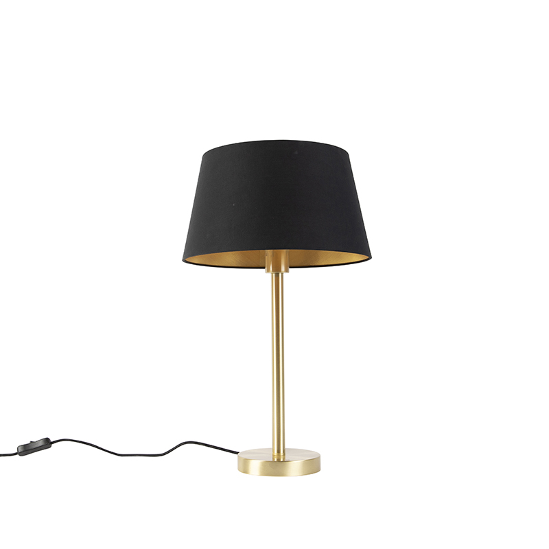 Klasična stolna svjetiljka mesingana s crnim sjenilom 32 cm - Simplo