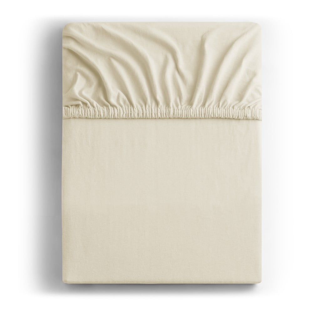 Bež plahta s gumom od jeseya 200x200 cm Amber – Restilo