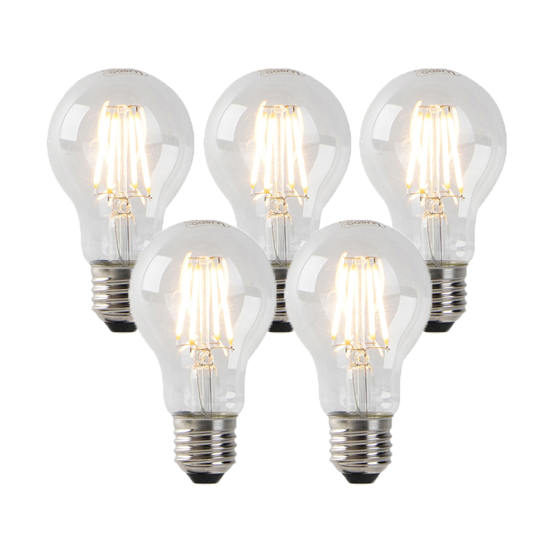 Set od 5 prigušivih E27 LED žarulja s prozirnim staklom 4W 320lm 2200K
