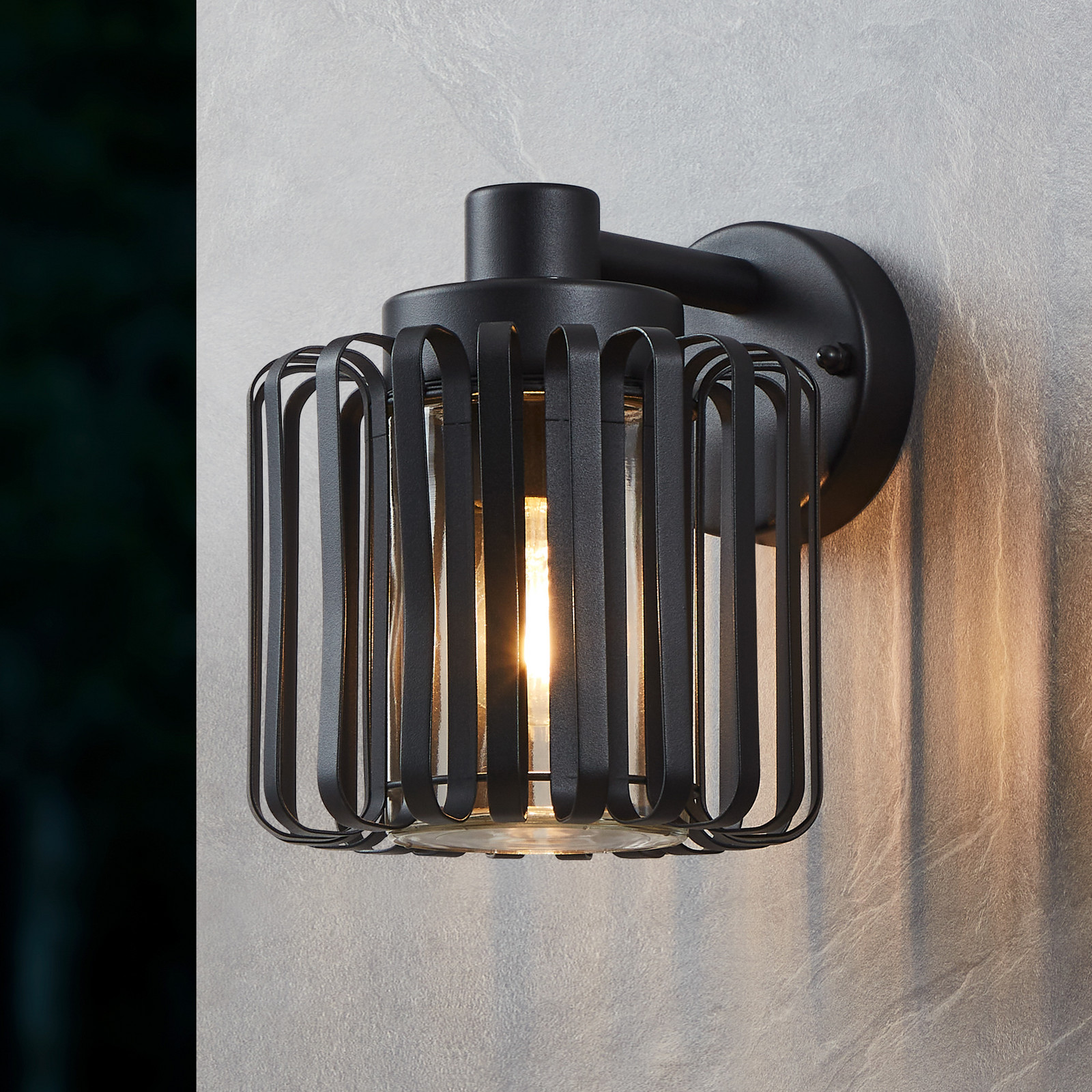 Selinus vanjska zidna svjetiljka od čelika, crna