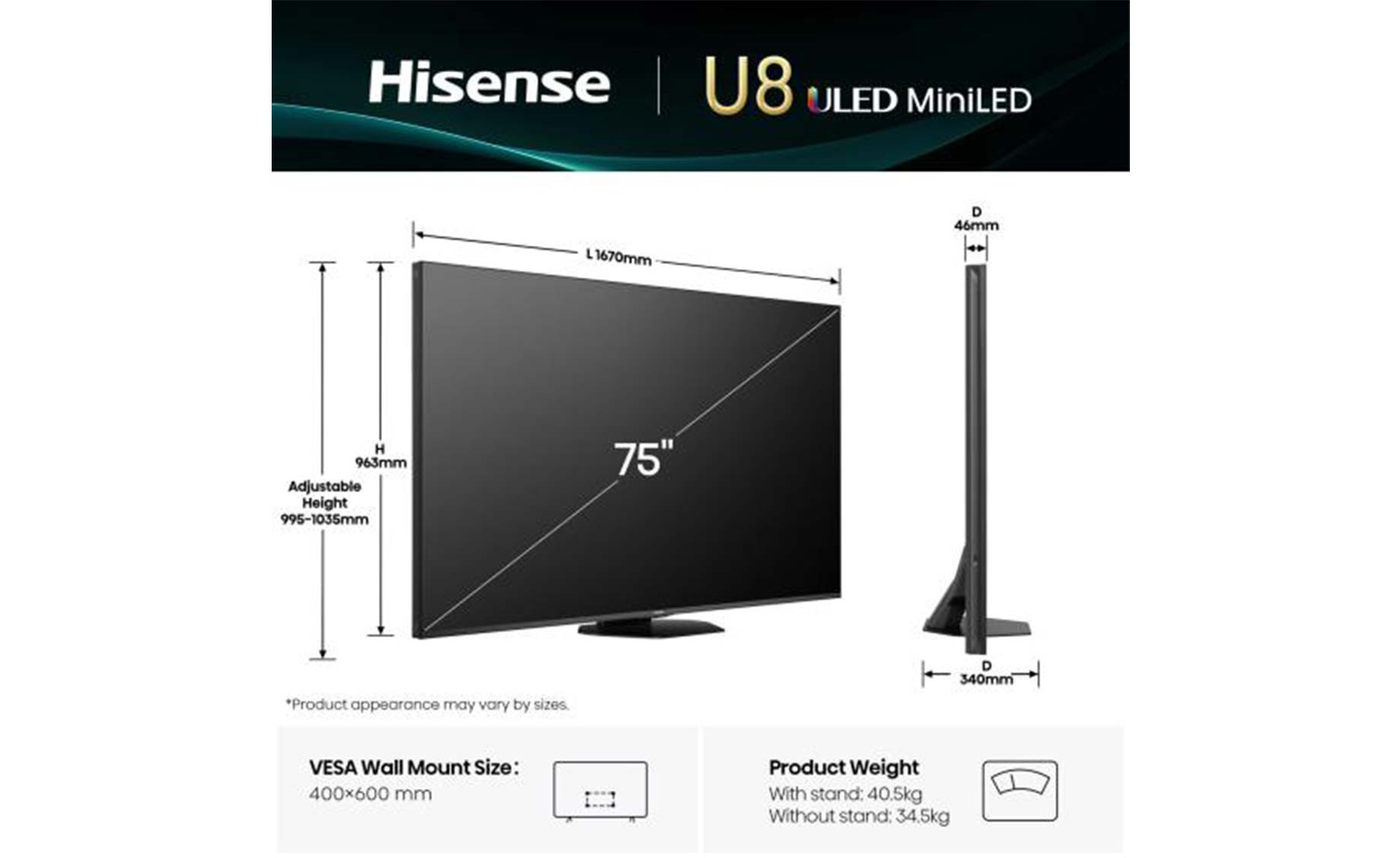 Hisense 75U8Q Ultra HD Mini LED TV