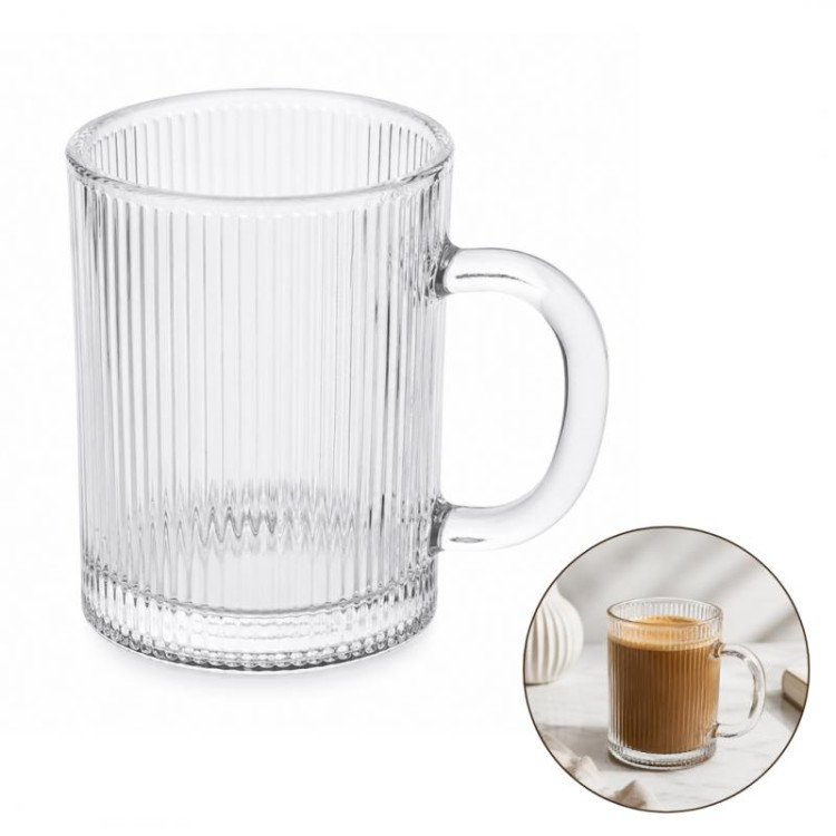 Rebrasta šalica s ručkom - 350 ml