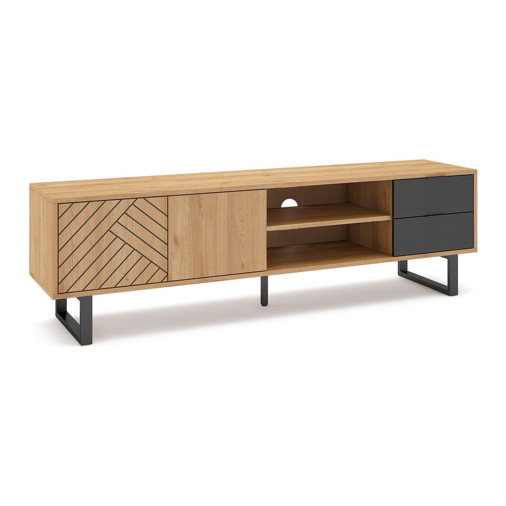 Antracit/natur TV stol u dekoru hrasta 180x51,5 cm Madona - Marckeric