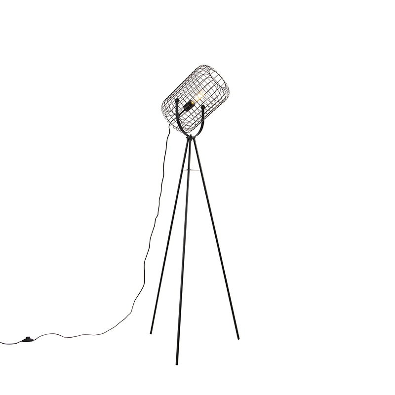 Industrijska podna lampa tronožac čelik crna - Bliss Vefa