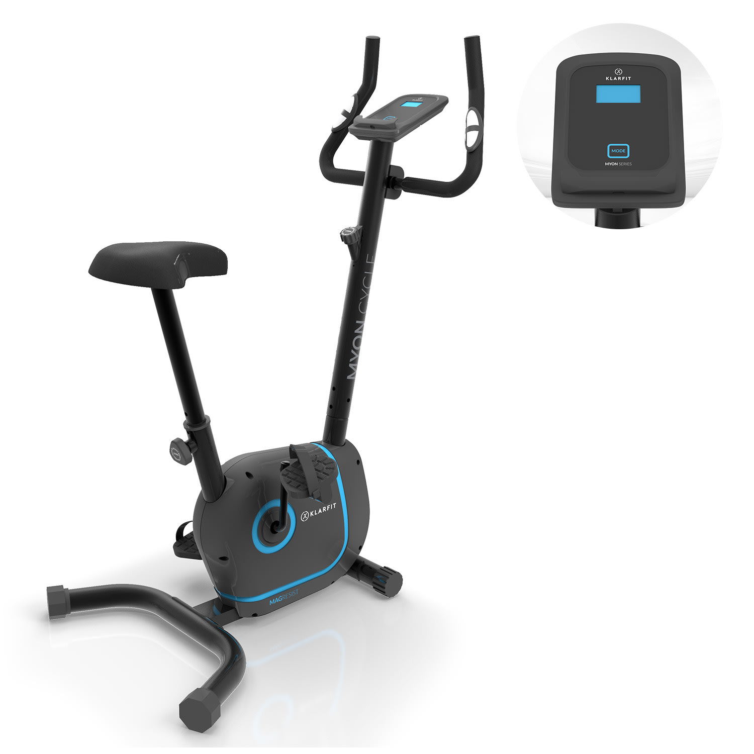 KLARFIT Myon Cycle, sobni trener, 12 kg zamašnjak, remenski pogon, crni