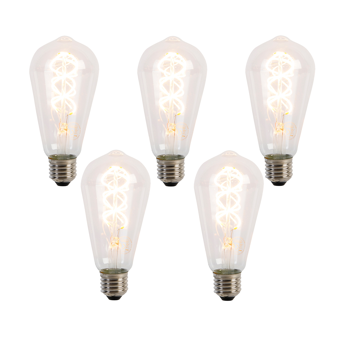 Set od 5 E27 LED spiralnih žarulja sa žarnom niti ST64 5W 400 lm 2200K