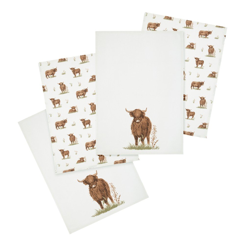Pamučna kuhinjska krpa 4 kom 50x70 cm Angus Highland Cow – Catherine Lansfield
