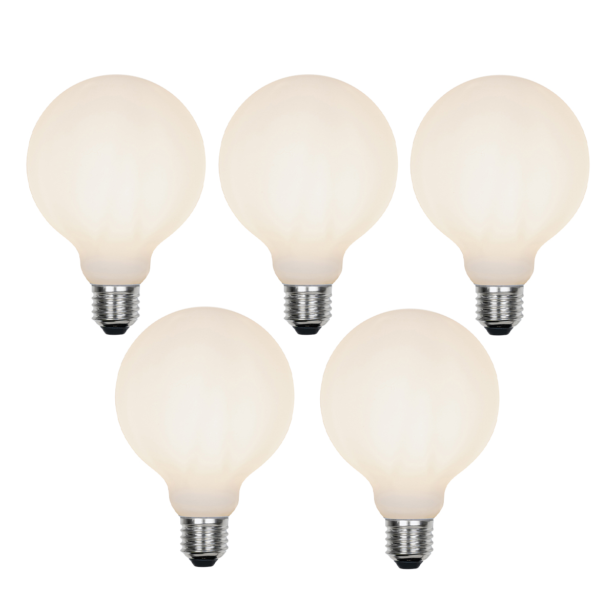 Set od 5 E27 LED svjetiljka s 3 stupnja prigušivanja G95 mliječno staklo 5W 550 lm 2700K
