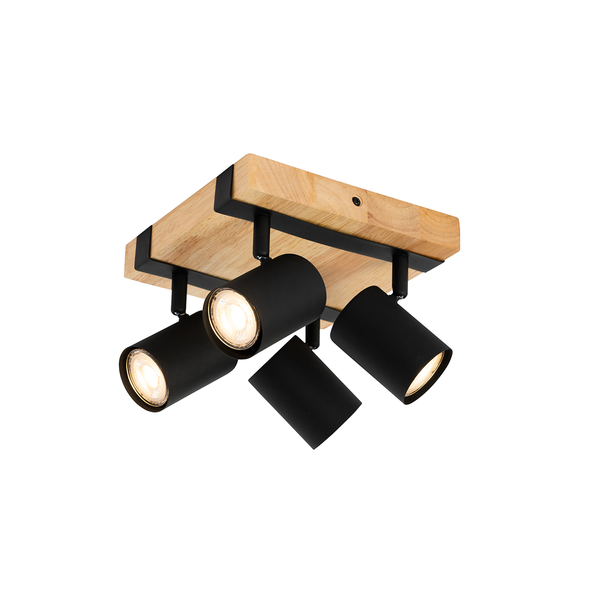 Stropna svjetiljka crna s drvom 4-svjetla podesive pravokutne - Jeana