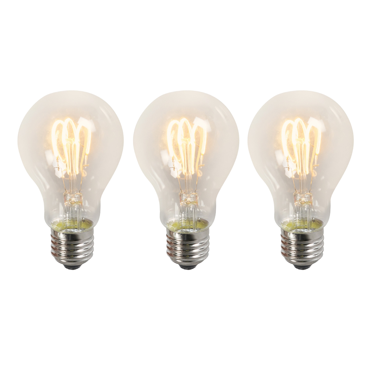 Set od 3 LED žarulja s uvijenom žarnom niti E27 A60 prozirne 3W 210lm 2200K