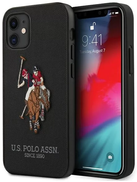Maska US Polo iPhone 12 mini 5,4" Black Polo Embroidery Collection (USHCP12SPUGFLBK)