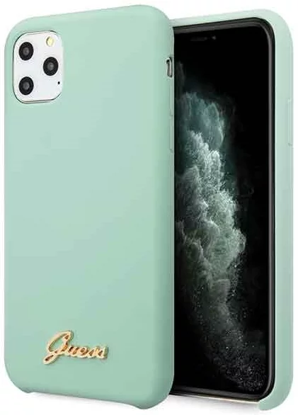 Maska Guess iPhone 11 Pro Green Hard Case Silicone Vintage Gold Logo (GUHCN58LSLMGG)