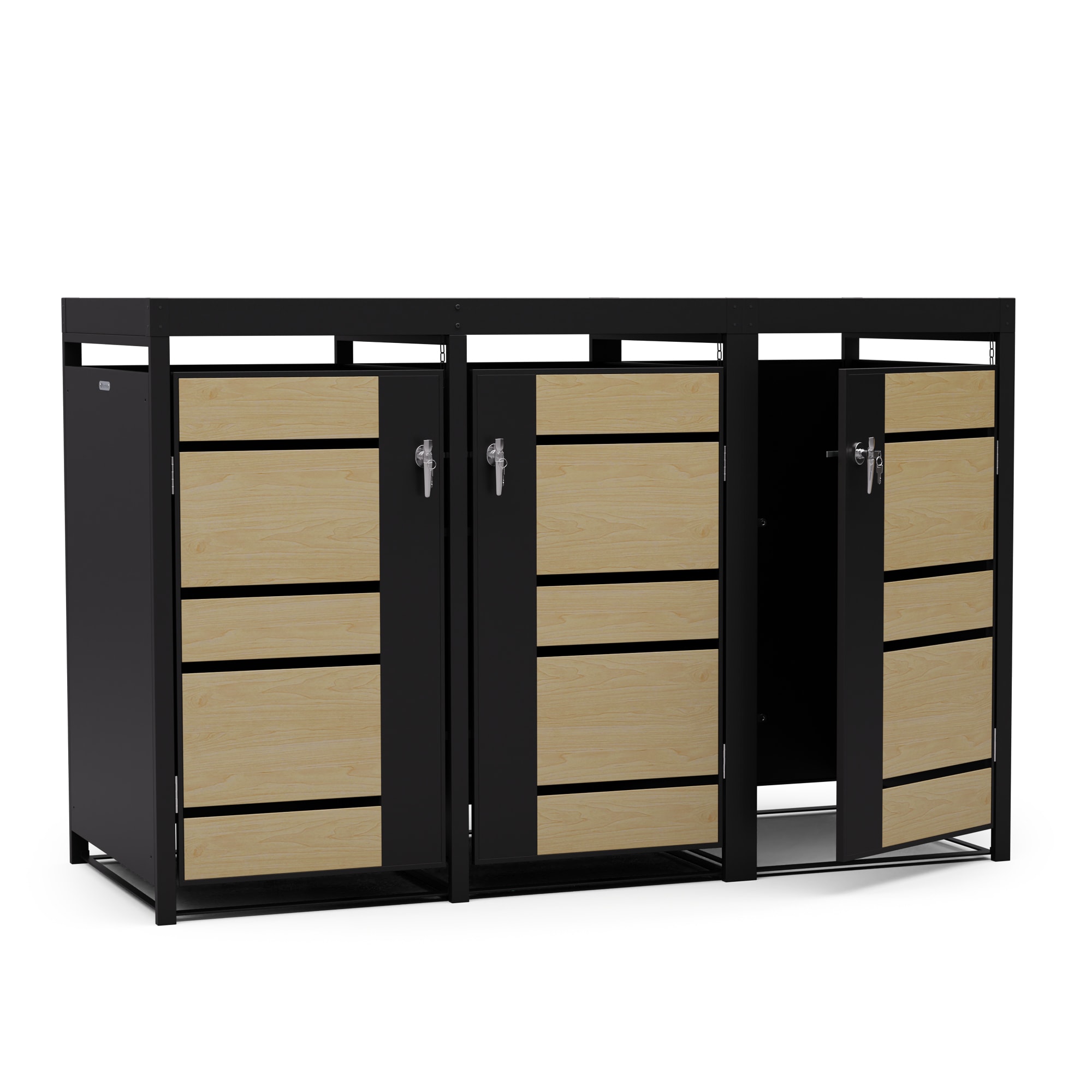 Blumfeldt BinSafe kutija za otpatke 3 kante 240L krov za sadnju od pocinčanog čelika otporan na vremenske uvjete koji se može zaključati