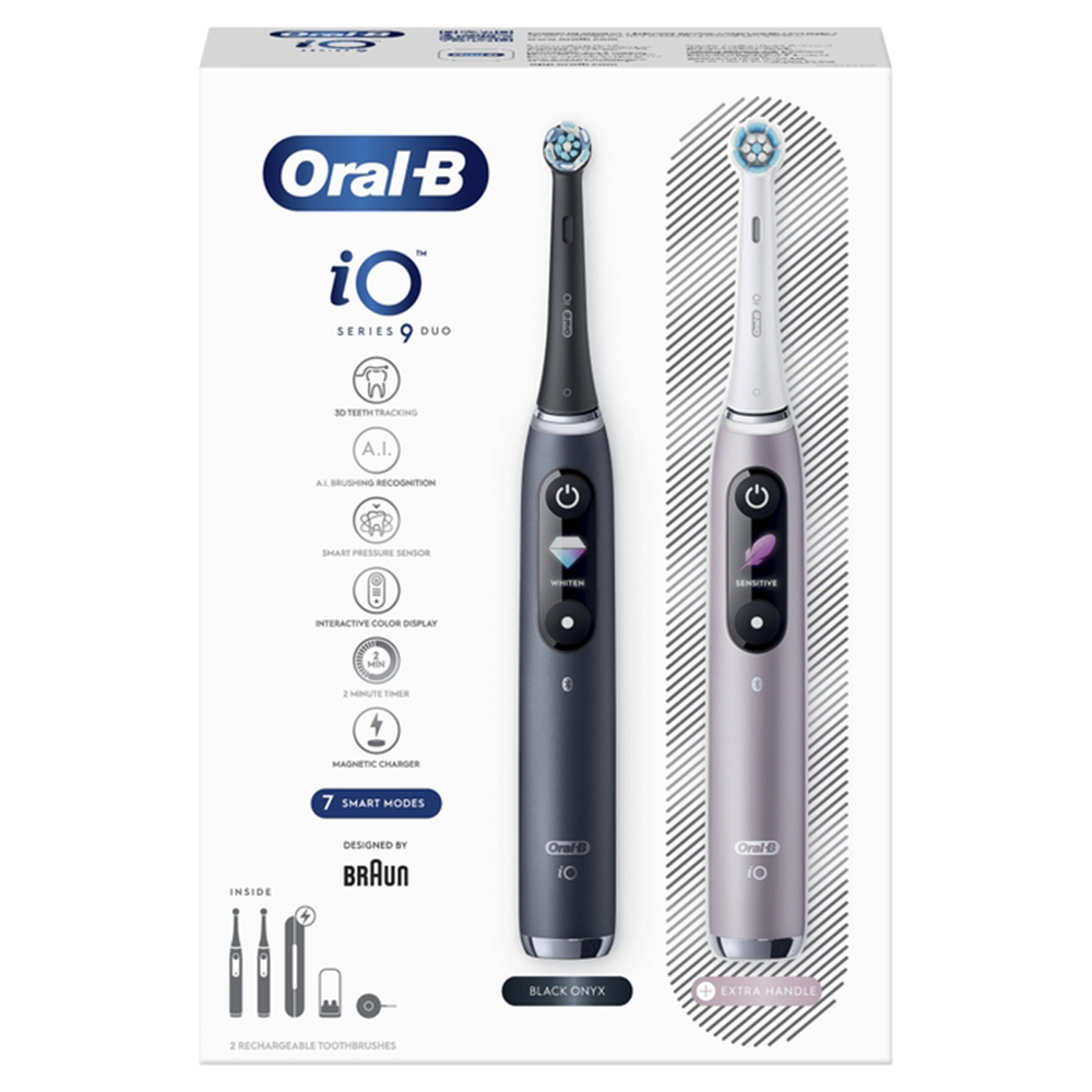 ORAL-B električna četkica za zube iO9 Duo, crna i roza