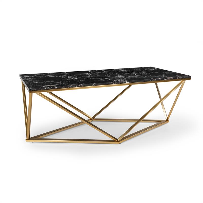 Besoa Black Onyx I, stol za kavu,  110 x 42,5 x 55 cm (Š x V x D), imitacija mramora, zlatno/crni
