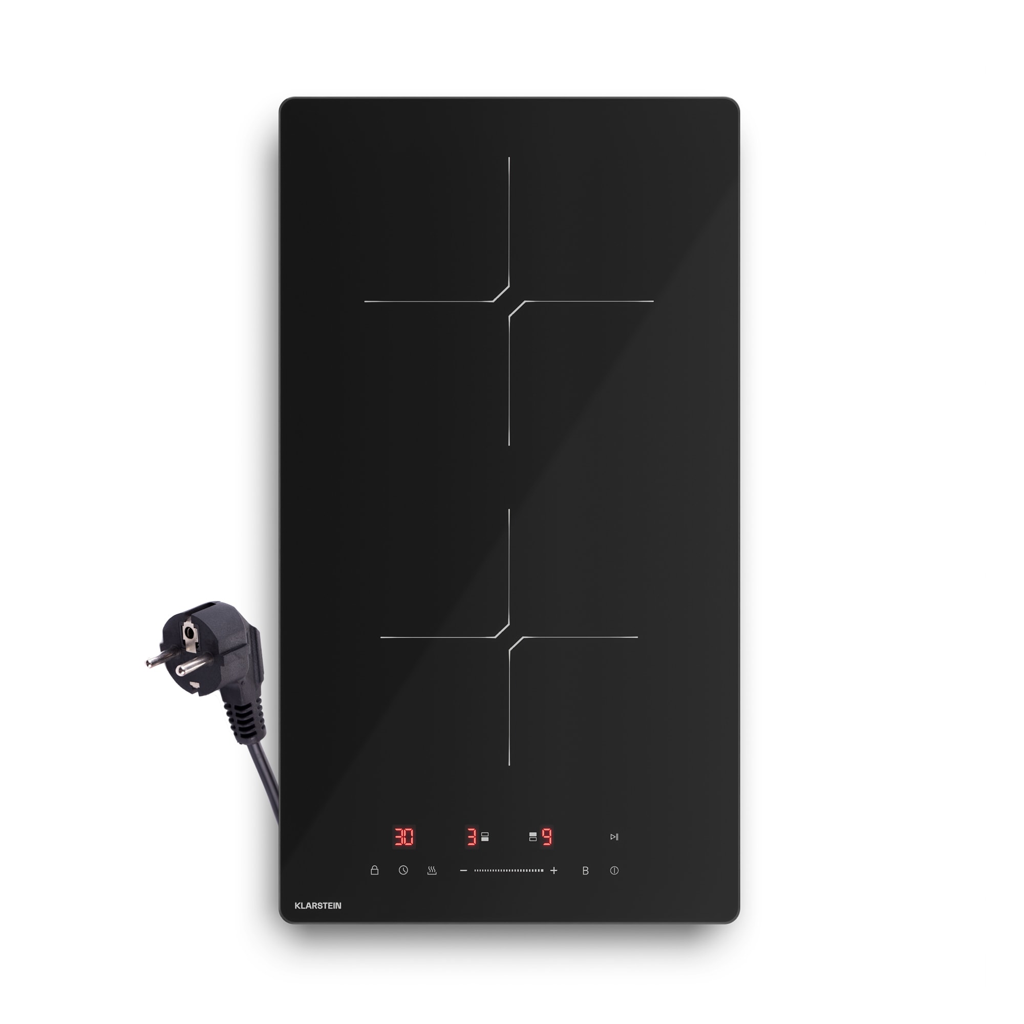 Klarstein Indukcijska ploča za kuhanje PowerGlide | Moderna, kompaktna i snažna | 2 zone kuhanja | 3500 W | 30 cm