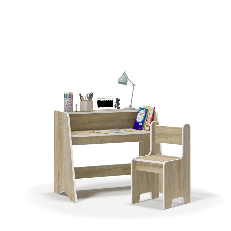 Dječji Montessori set od hrasta, radni stol i stolica NIKO
