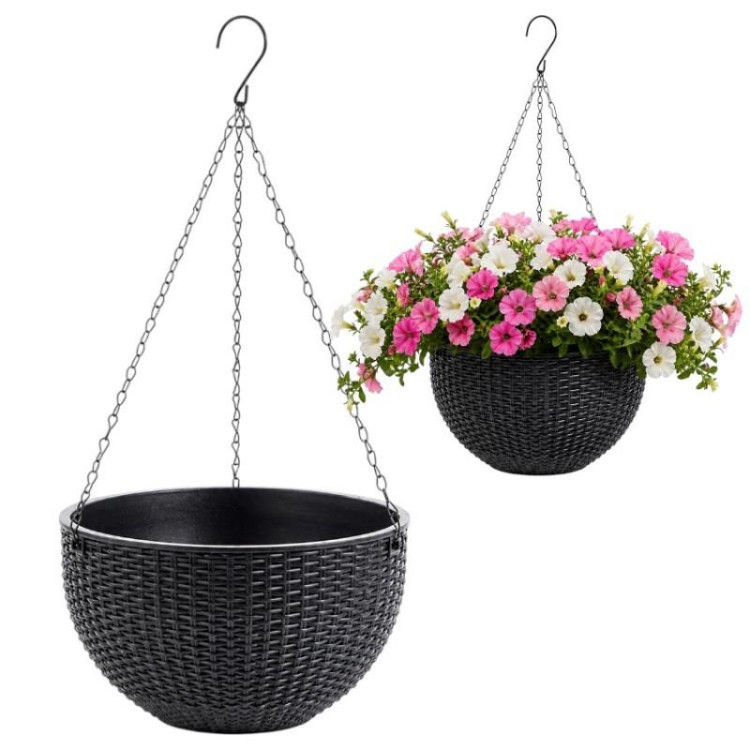 Viseća žardinjera od ratana sive boje - 26 cm -
