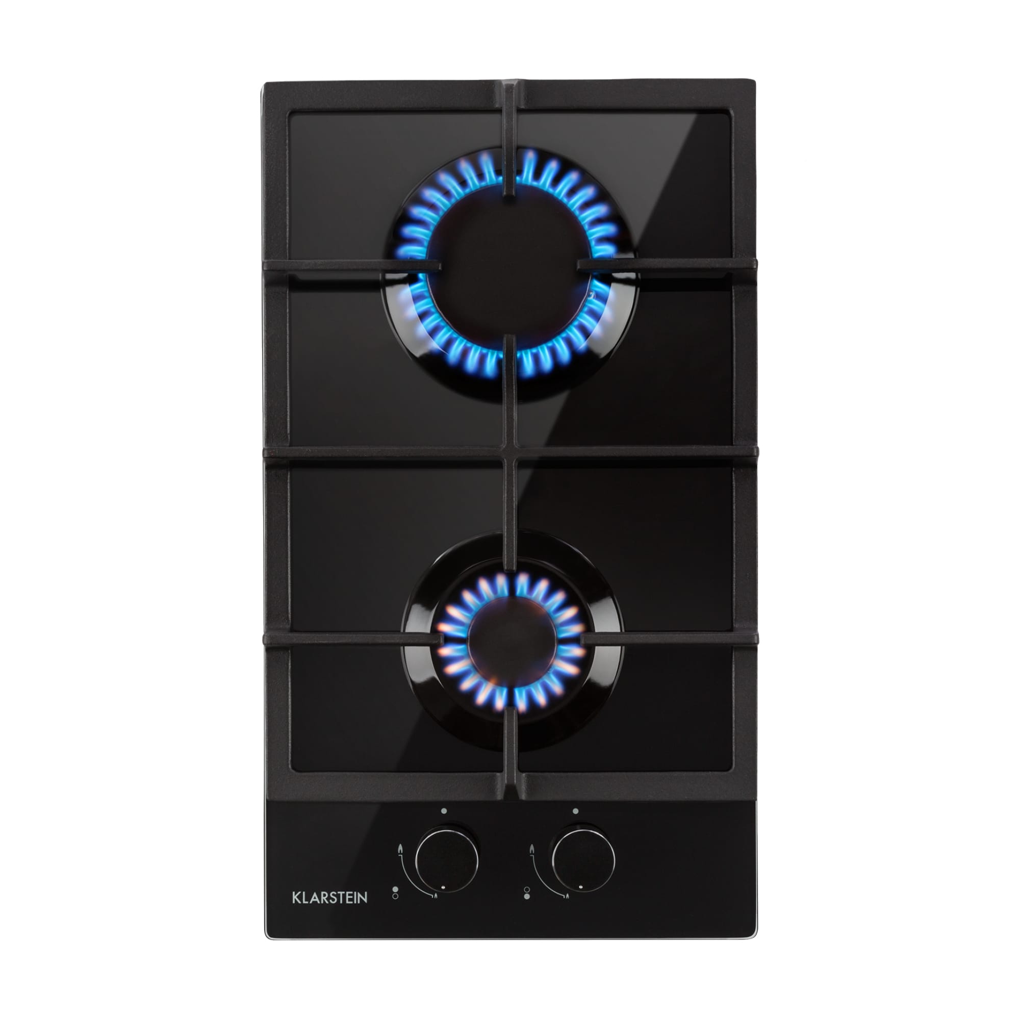 Klarstein Ignito Domino, plinska ploča za kuhanje, 2 plamenika, sabaf plamenici, staklokeramika, crna