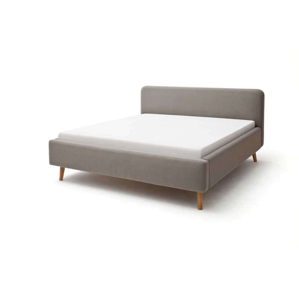 Smeđe-sivi tapecirani bračni krevet s prostorom za odlaganje s podnicom 160x200 cm Mattis – Meise Möbel