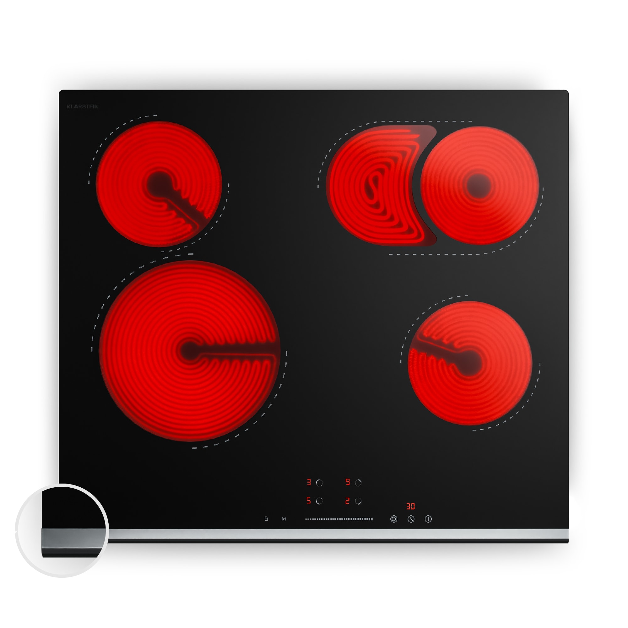 Klarstein Verosteel staklokeramička ploča za kuhanje | 4 zone | Minimalistička, Snažna | 6600 W | 60 cm
