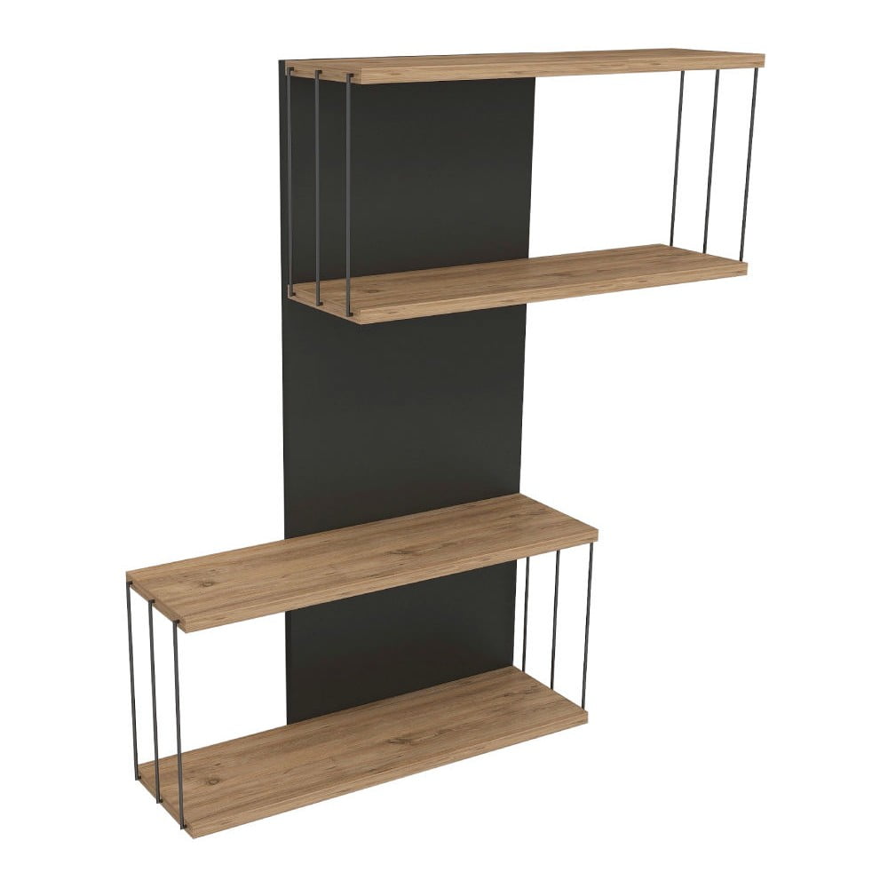 Antracitno siva/u prirodnoj boji polica s više razina u dekoru bora 65 cm Destan – Kalune Design