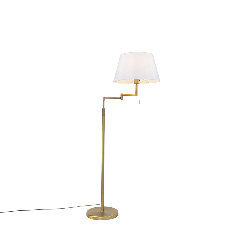 Podna lampa brončane boje s bijelom kapom i podesivim krakom - Ladas Deluxe
