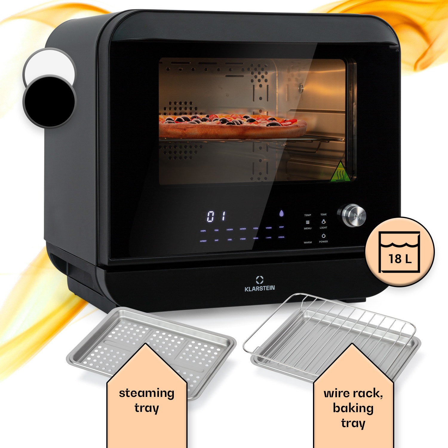 Klarstein Vita Pro, friteza s kuhanjem na paru, 2450 W, 18 litara, 14 programa, spremnik vode 800 ml