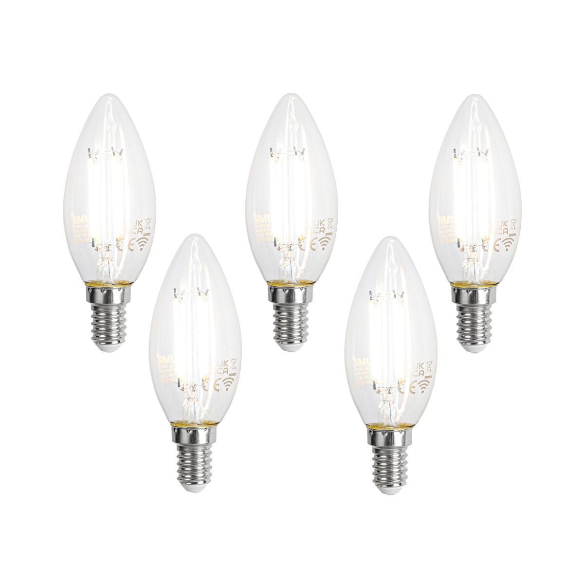 Set od 5 pametnih E14 LED žarulja C35 prozirne 4,2W 470 lm 2700-6500K