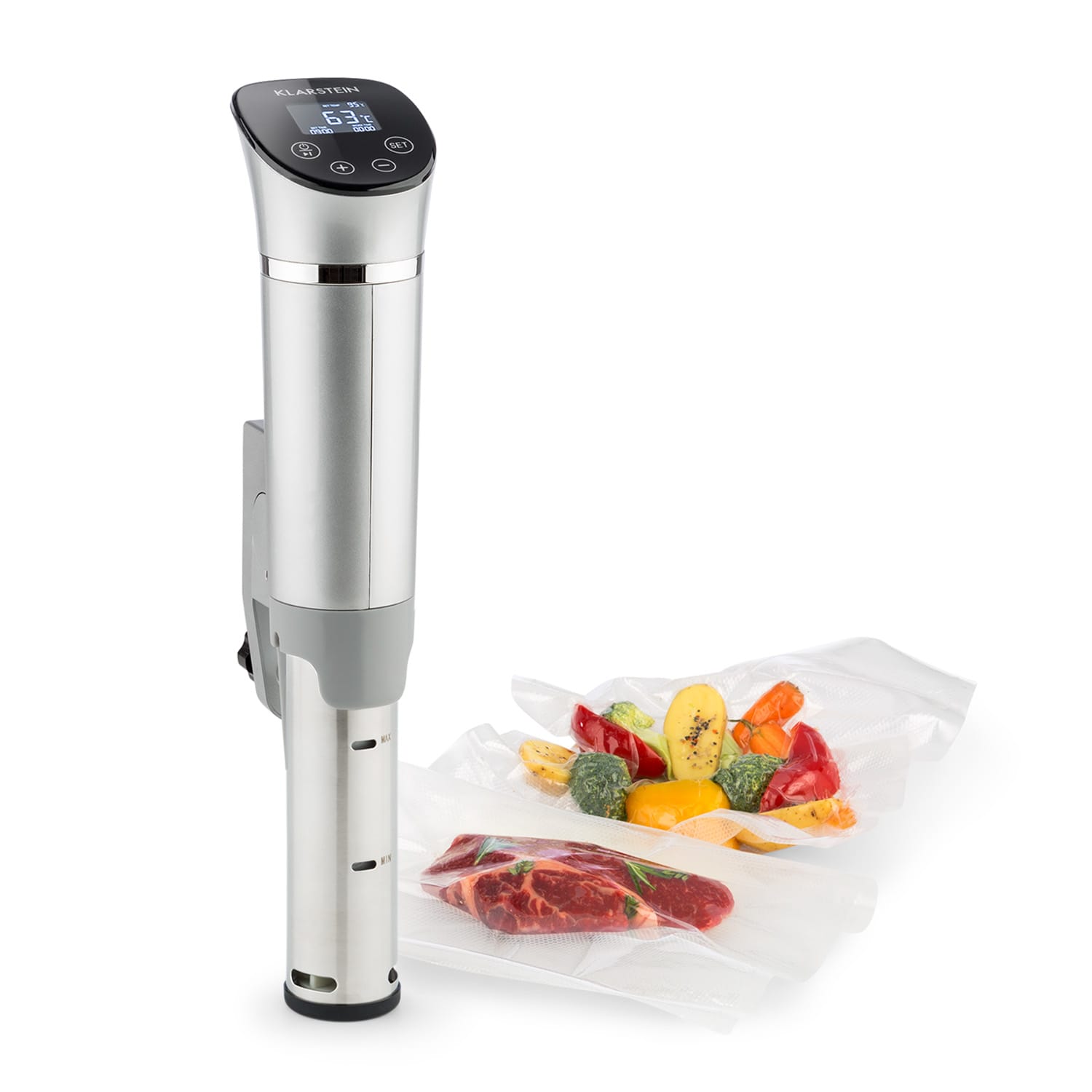 Klarstein Quickstick Flex, Sous-Vide kuhalo, 1300 W, 3D cirkulacija, IPX7, timer, 0 - 95 °C, srebrna boja