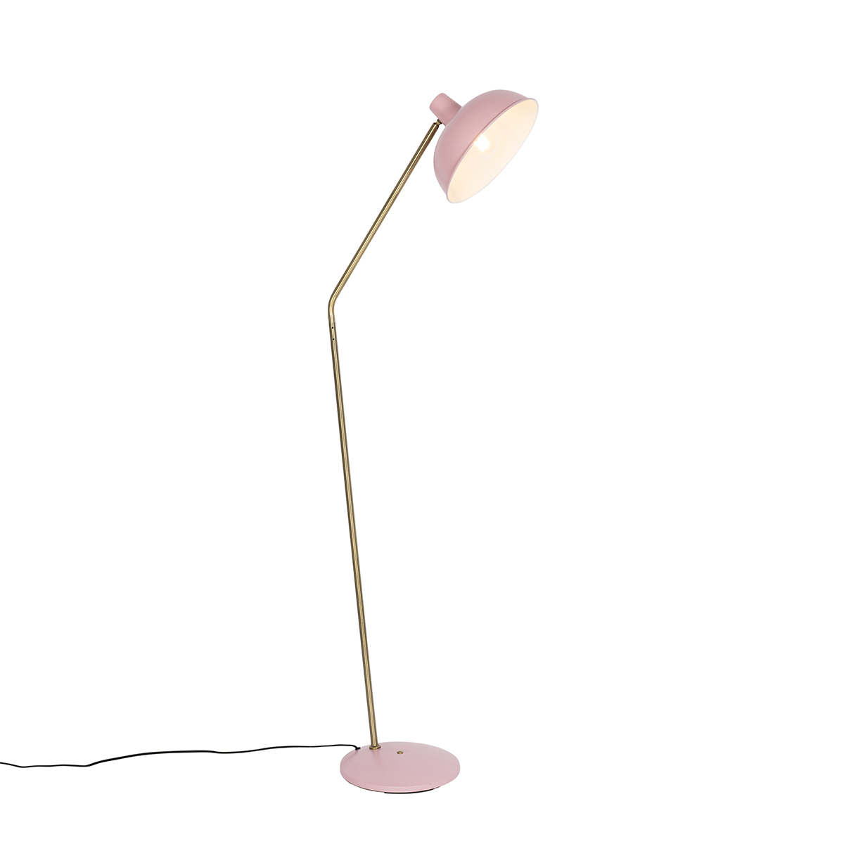 Retro podna svjetiljka ružičasta s broncom - Milou