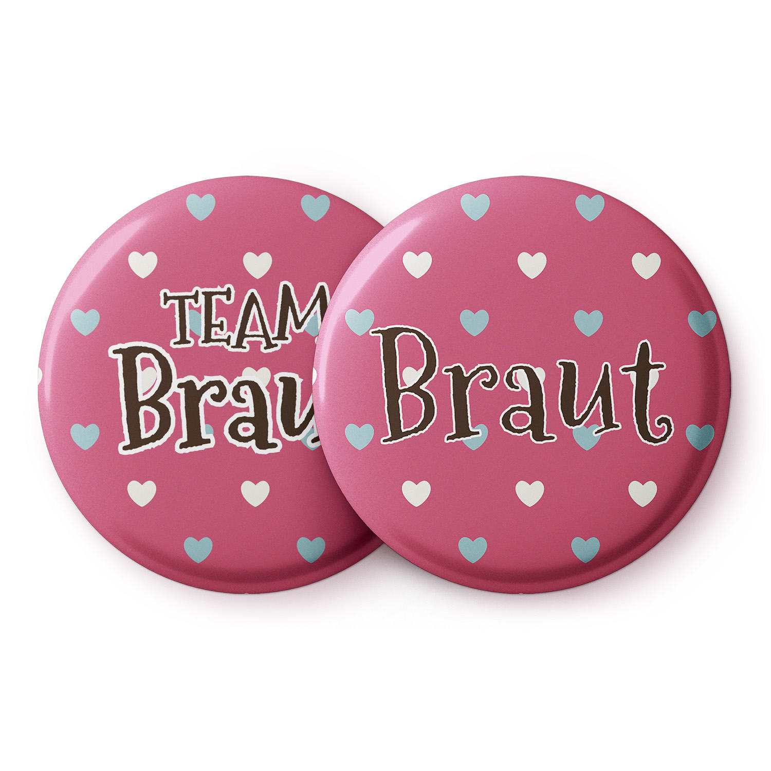 Spielehelden Značke Bunte Herzen Djevojački oproštaj na slobodi 12 bedževa 5,6 cm ekstra velikih Poklon za djevojački oproštaj od slobode.