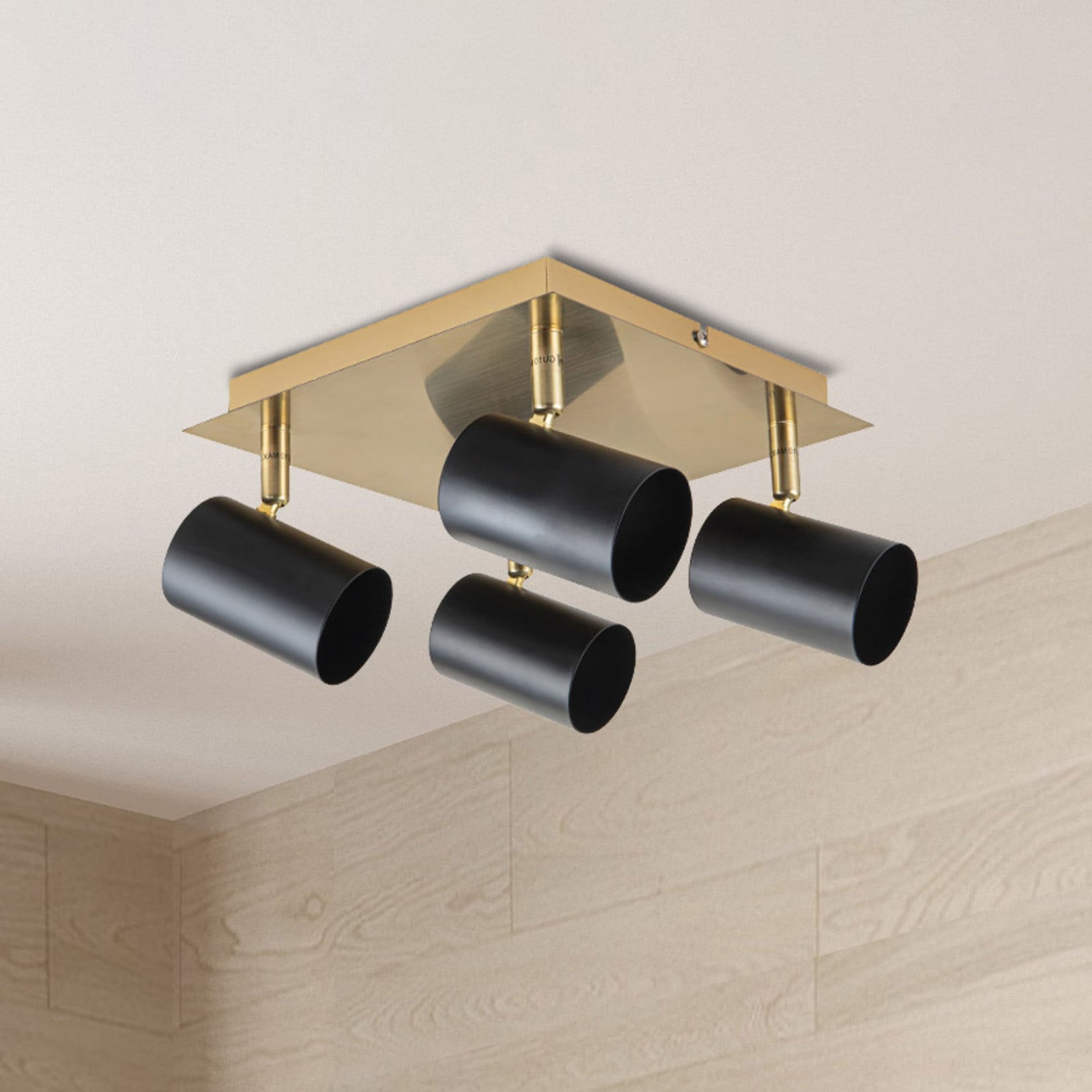 Stropni reflektor Frida s četiri žarulje, mesing/crna