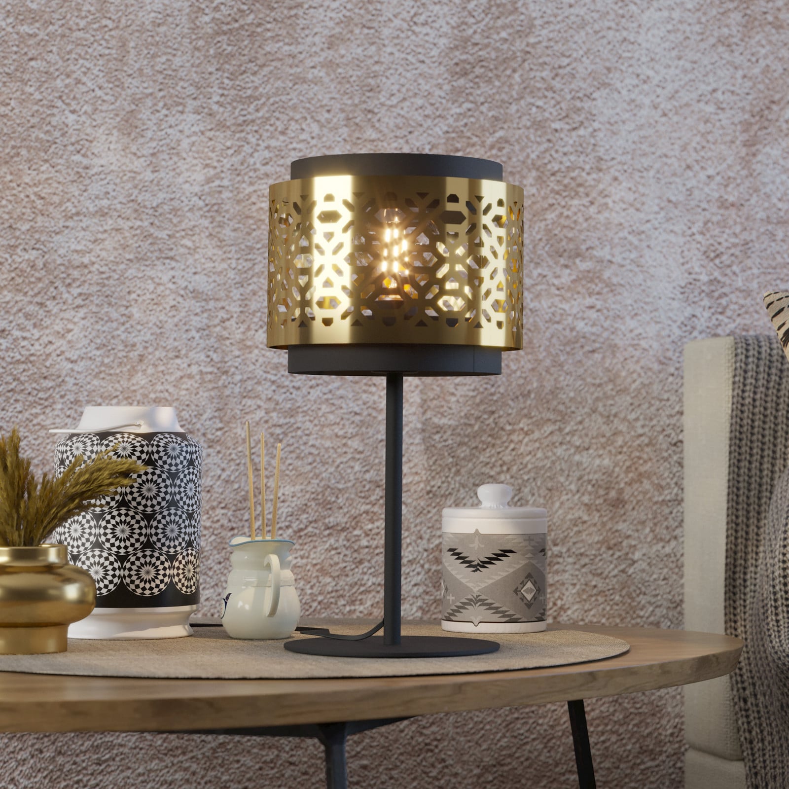 Sandbach stolna lampa u crnoj i mesinganoj boji