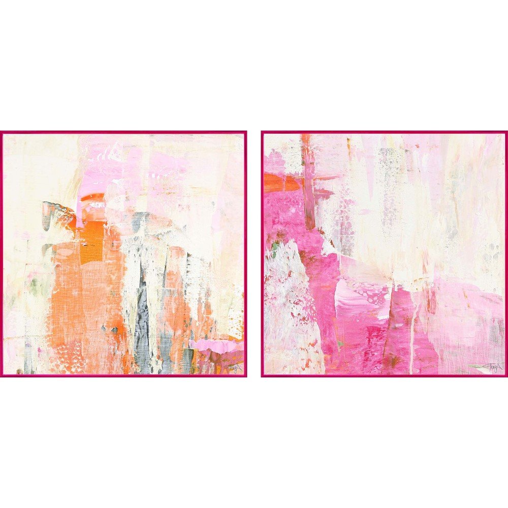 Tiskane/s ručno oslikanim elementima slike u setu 2 kom s okvirom/na platnu 41,5x41,5 cm New Age Pink – Malerifabrikken