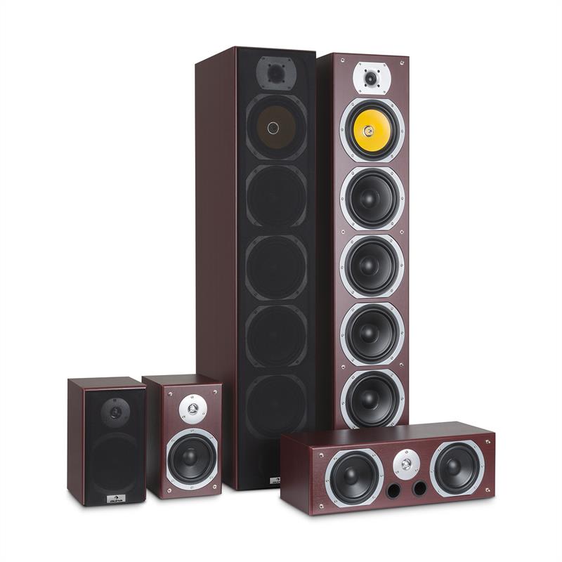 Auna V9B, surround zvučnici, set od 5 zvučnika, 440W RMS, mahagonij