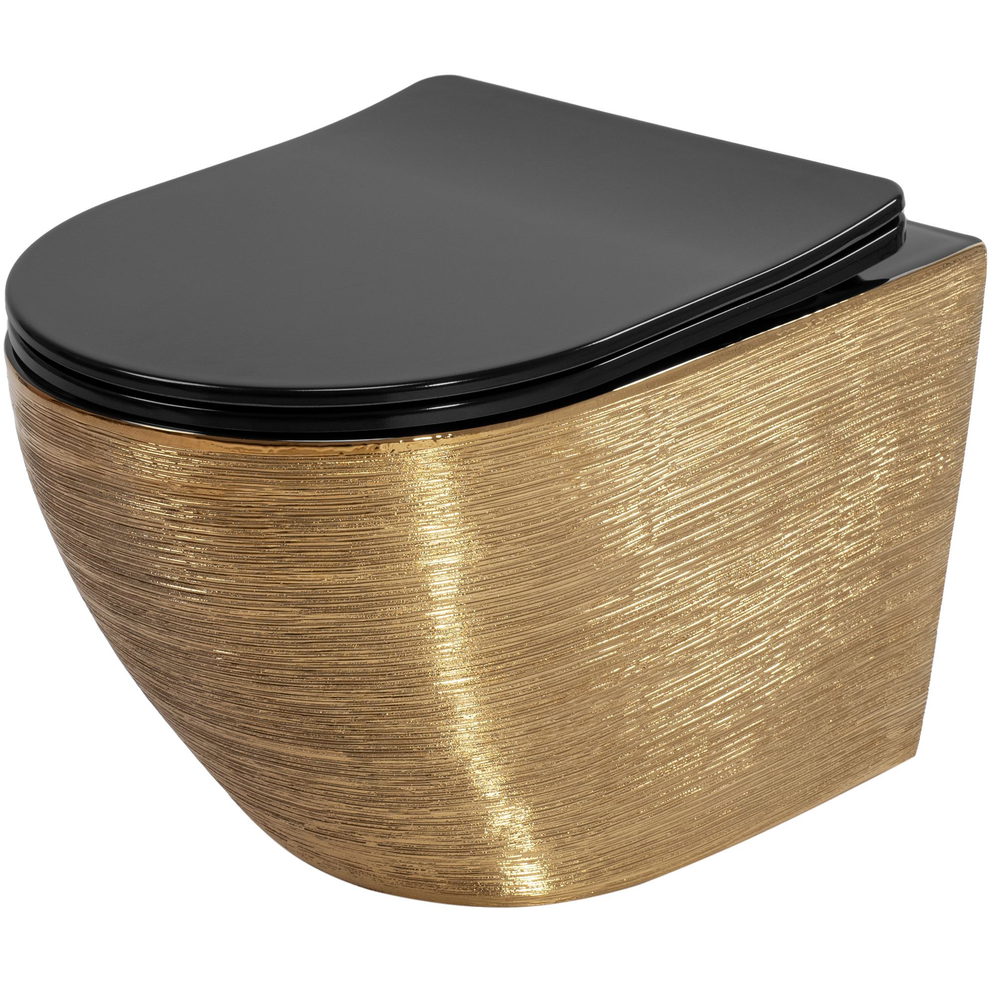 Zidna WC školjka Rea Carlo Mini Tornado Black Brush Gold