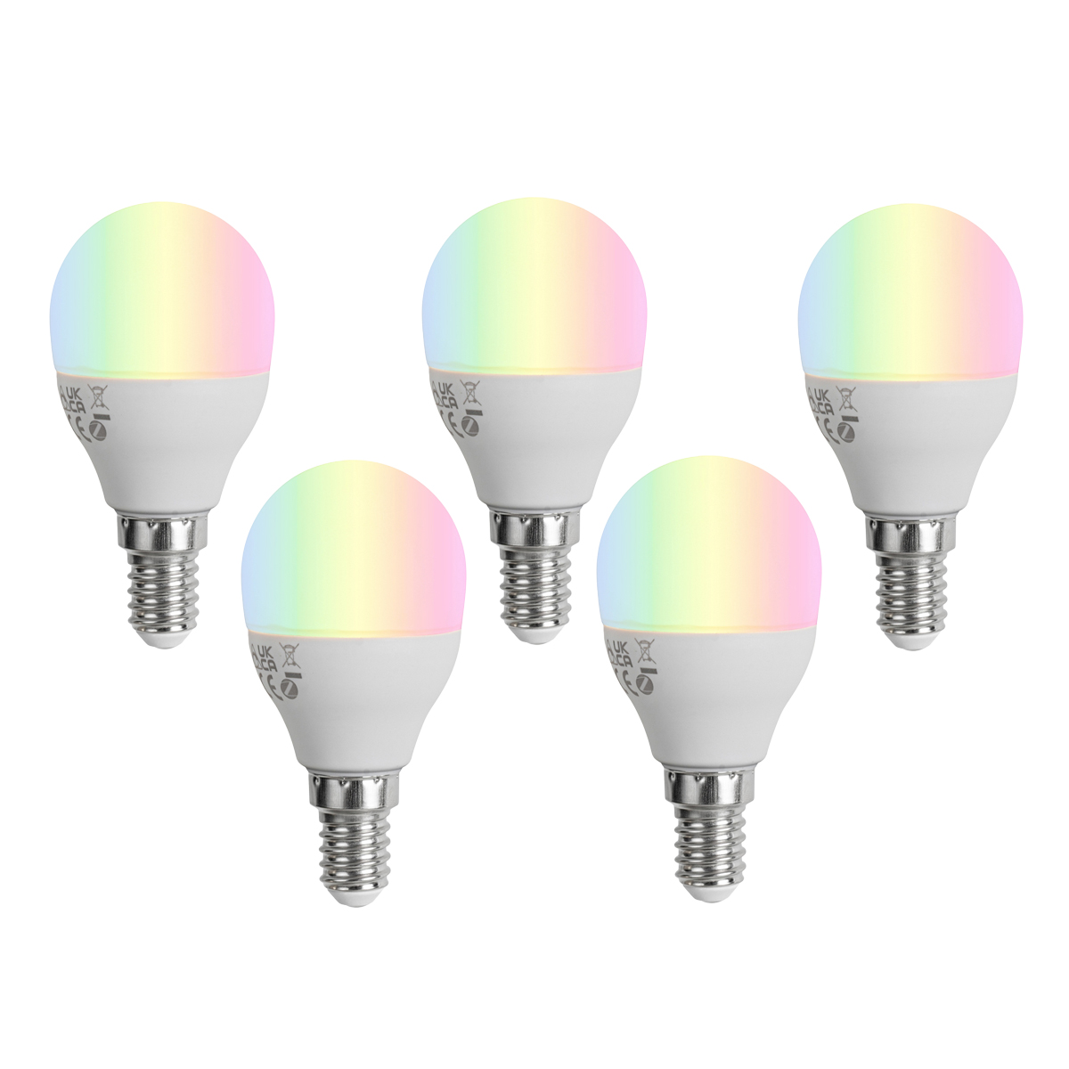 Set od 5 pametnih E14 prigušivih LED žarulja G45 Opal 4,9W 470 lm 2700-6500K